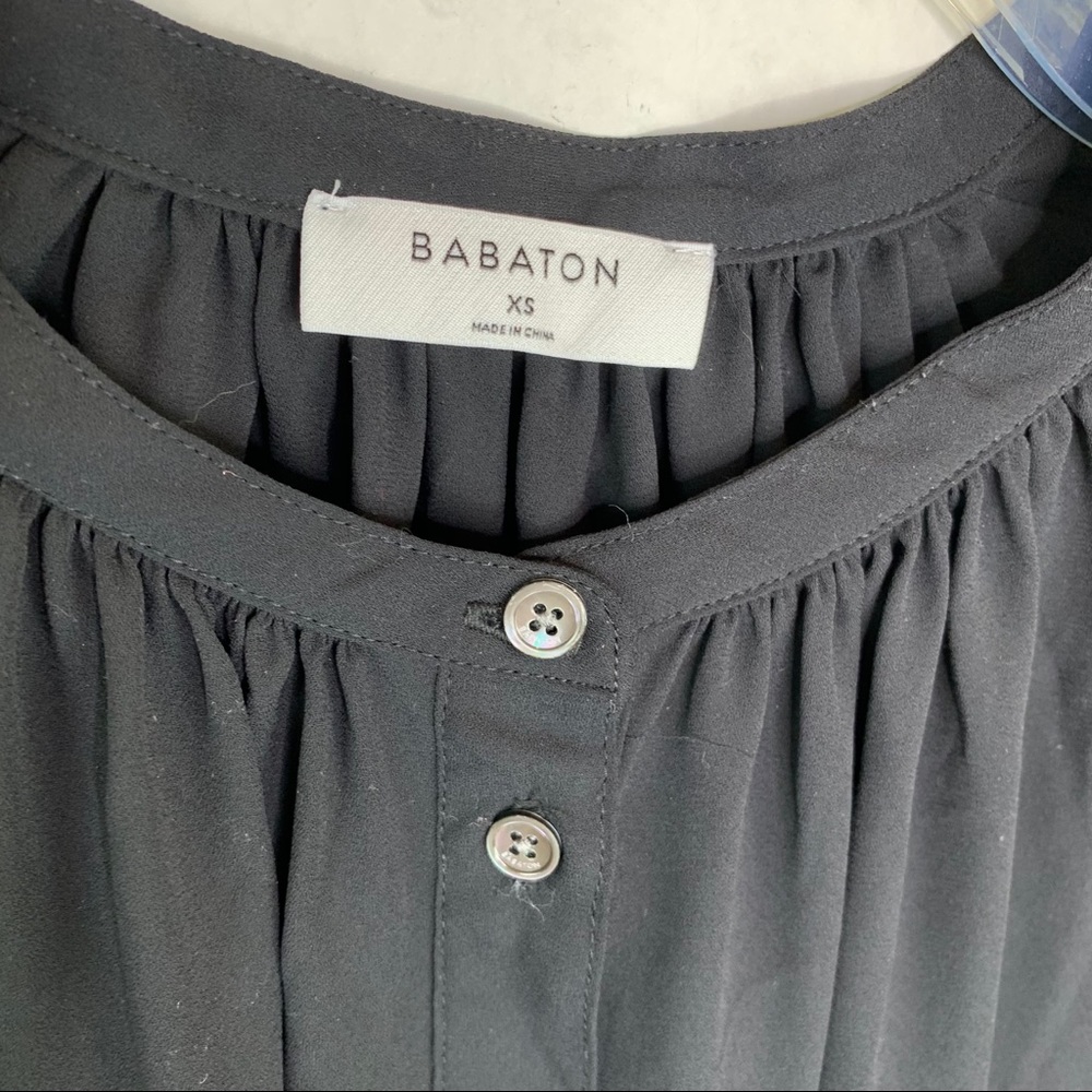 Aritzia Babaton Black Gene Blouse XS H318 g3 - Picture 5 of 12